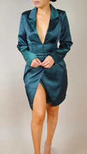 Load image into Gallery viewer, VICTORIA HUNTER GREEN SATIN CORSET DRESS