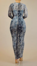 Load image into Gallery viewer, FIONA SHEER MESH LONG SLEEVE SNAKE PRINT BODY MAXI DRESS