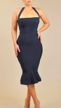 Load image into Gallery viewer, LADY CHIC BLACK HALTER MERMAID MIDI BANDAGE DRESS WITH FLARE